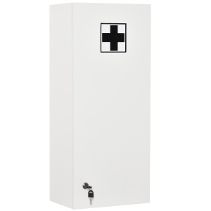 kleankin Armário de Medicamentos de Parede 5 Níveis com Prateleiras de Vidro Ajustáveis Fechadura Chaves 30x20x70 cm Branco