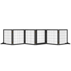 PawHut Barrière de sécurité pour chien barrière pliable à 6 panneaux avec pieds amovibles 432 x 36 x 70 cm noir