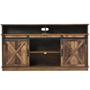 Mobile TV in stile country con 2 armadietti e 2 ripiani aperti, 148x40x78 cm, Marrone