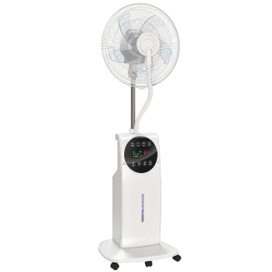 HOMCOM 135cm Pedestal Fan with Water Mist Spray Humidifying Misting Fan, White