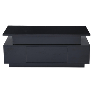 Tavolino da salotto regolabile in altezza con illuminazione LED, sollevamento idraulico e spazio a scomparsa, 96x45x40 cm, Nero