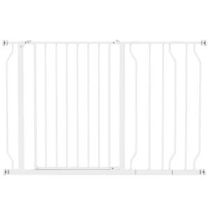 PawHut Wide Dog Safety Gate, with Door Pressure, for Doorways, Hallways, Staircases - White