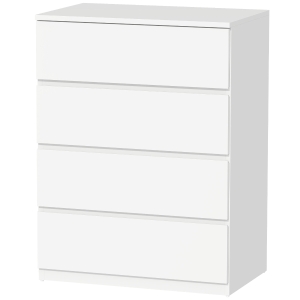 HOMCOM Commode 4 tiroirs meuble de rangement sans poignées design minimaliste 60 x 40 x 80 cm blanc