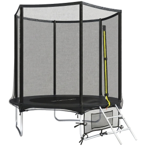 SPORTNOW Trampoline Extérieur Ø183 cm Trampoline pour Enfants +6 Ans Adultes avec Filet de Sécurité Échelle de 2 Marches Noir