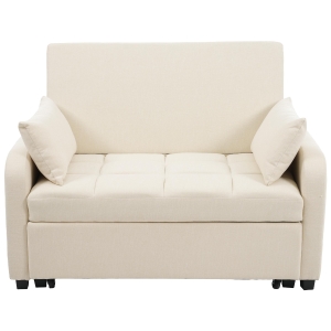 Divano letto pieghevole con schienale regolabile e rivestimento in tessuto effetto lino, 127x75x94 cm, Beige