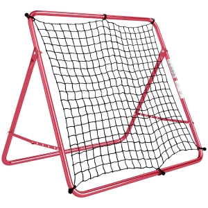 SPORTNOW Red de Rebote para Fútbol Portátil, 5 Ángulos Ajustables, Acero y Nylon de Doble Capa, 103x72x89cm, Rojo