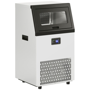 HOMCOM Macchina per Cubetti di Ghiaccio in Acciaio inox da incasso o freestanding con serbatoio da 13 kg, 40,9x45x80,4 cm, Argento