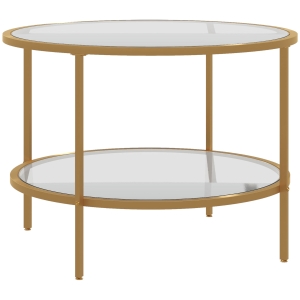 HOMCOM Stolik pomocniczy, nowoczesne wzornictwo, 2 poziomy, Ø60x43H cm, odcień złota