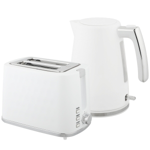 HOMCOM Set Bollitore Elettrico da 1.7L 2200W con Termostato e Tostapane Doppio con 7 Livelli di Doratura, Bianco