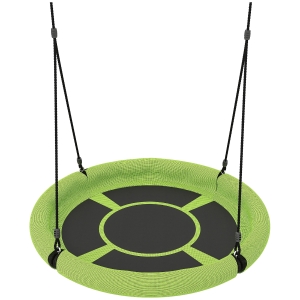 AIYAPLAY 100cm Diameter Nest Swing Seat for Kids with Height Adjustable Hanging Ropes for Outdoor, Playground, Garden, Green