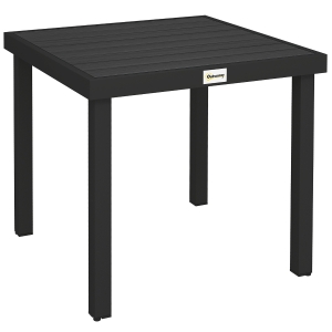 Outsunny Gartentisch für 4 Personen Esstisch Aluminiumtisch Gartenmöbel Loungemöbel pflegeleicht Kunststoff Schwarz 78 x 78 x 74 cm