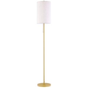 Lampa stojąca do salonu, abażur lniany, kremowa