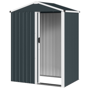 Outsunny Abri de jardin en métal 1,2 m², cabane jardin extérieure, porte coulissante verrouillable et gants, 136x87x179cm, gris