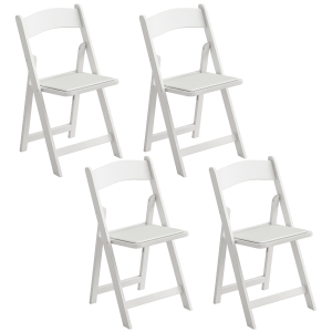 HOMCOM Conjunto de 4 cadeiras dobráveis em resina e PU, cadeiras dobráveis portáteis para interior e exterior, 45x44x78cm, branco