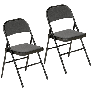 HOMCOM Conjunto de 2 Cadeiras Dobráveis Cadeiras de Jantar Portáteis Estrutura em Aço 45x46x78 cm Preto