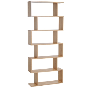 HOMCOM Estantería para Libros Moderna Librería con 6 Estantes para Comedor Salón Estudio 80x23x192 cm Roble
