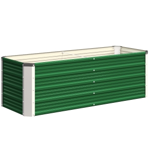 Outsunny Arriate de Jardín de Acero Incluye Guantes Huerto Urbano Jardinera Macetero Rectangular para Cultivos Plantas Flores para Terraza Balcón Exterior 125x47x40 cm Verde