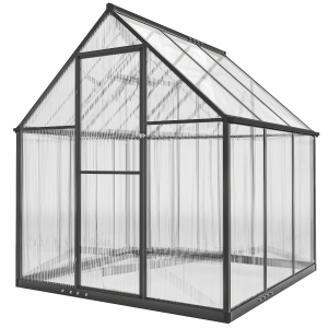 Outsunny Serre de jardin en aluminium polycarbonate, serre avec fenêtre réglable porte battante résistant intempéries transparent