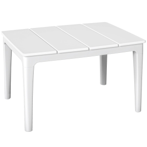 Outsunny Bijzettafel 70 x 53cm weerbestendig Kunststof Balkontafel 35kg Draagvermogen Crèmekleurig