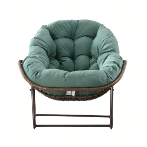 Schaukel-Eiersessel mit dickem Sitzkissen, Indoor & Outdoor Schaukestuhl, 111 x 94, 5 x 80 cm, Grün