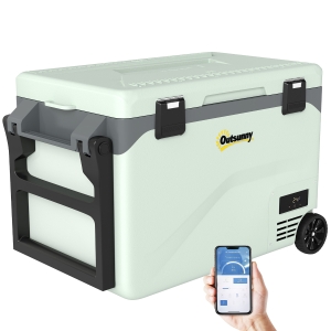 Outsunny Réfrigérateur de Voiture à Compression 42,5 L avec Contrôle via Application, -20 °C à 20 °C, Vert