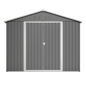 Metall-Gartenschuppen, breite Doppeltür, für Gartengeräte und Werkzeugaufbewahrung, 229 x 180 x 191 cm, Anthrazit