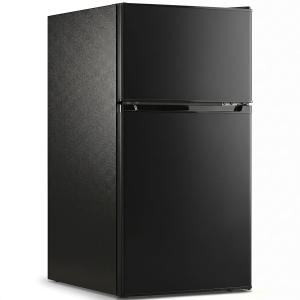 HOMCOM 88L Under Counter Fridge Freezer, Small Refrigerator with 5-Setting, 3 Star Freezer Rating, Black