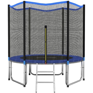 SPORTNOW Trampolim para Crianças Exterior Ø305 cm com Rede de Segurança Escada Acolchoamento de Molas Azul
