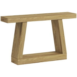 Homcom Mesa Consola 140 cm, Trasera de Sofá con Almacenaje, Roble