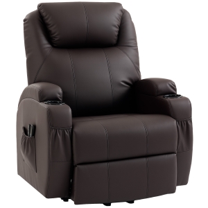 HOMCOM Fauteuil releveur électrique, fauteuil relax électrique, repose-pied, dossier inclinable, port USB, 83x95x107cm, marron