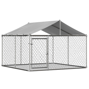 Outdoor-Hundebox mit Dach, 230 x 230 x 117 cm, Silber