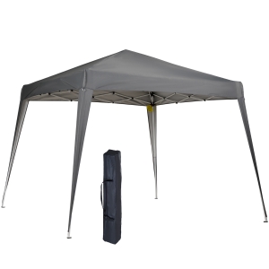 Outsunny Garden Canopy 3x3m Pop-up Folding Tent Steel Waterproof Polyester UV-Resistant with Carry Bag Gray
