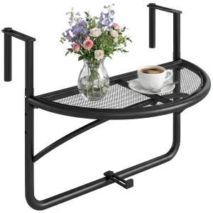 Outsunny Balkon hangtafel hangtafel in hoogte verstelbaar halfrond Ø30 cm terras metaal
