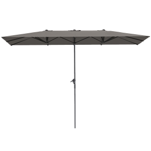 Outsunny Parasol de jardin extérieur, parasol double rectangulaire 451 x 264 cm avec manivelle toile polyester 200g/m² gris foncé