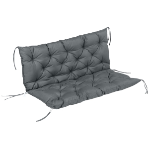 Outsunny Garden Bench Cushion - 2 Seater Swing Chair Cushion, Seat Pad with Ties for Indoor and Outdoor Use, 110 x 120 cm, Dark Grey