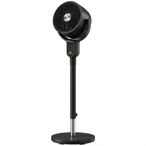 HOMCOM Ventilador de pé silencioso 20 dB, oscilação 70°+90°, 8 velocidades, telecomando, temporizador 12H, altura ajustável