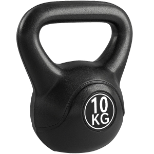 HOMCOM Kettlebell 10kg per Sport e Fitness con Base Piatta e Impugnatura, Kettlebell Pesi per Allenamento Home Gym Casa e Palestra, 25x19x28 cm, Nero