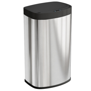 HOMCOM Poubelle cuisine automatique 55L en acier inoxydable, poubelle à couvercle à fermeture en douceur, 38x28,5x69cm, argent