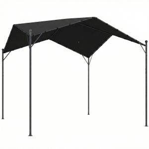 Outsunny Pérgola de Jardim 3x3 m com Proteção UPF30+ Estrutura em Metal Galvanizado Cobertura Inclinada Cinzento
