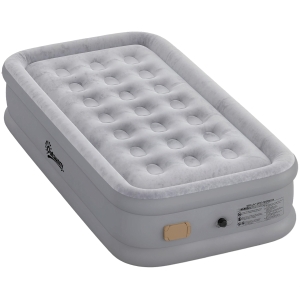 Outsunny Materasso Gonfiabile Singolo con Superficie Floccata, Pompa di Gonfiaggio e Borsa di Trasporto, Grigio