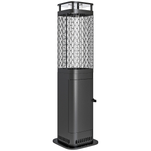 Outsunny Aquecedor de Pellets 6.86 KW com Tubo de Vidro Base Antiderrapante e Grelha Metálica Aquecedor de Pellets sem Fumo 26x26x95 cm Preto