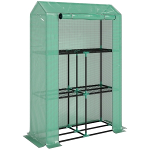 Outsunny 40 x 100cm Three Shelf Steel Frame Greenhouse - Green