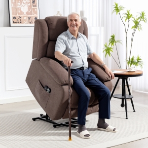 HOMCOM Power Lift Recliner Chair with Vibration Massage, Lift Chair for Elderly with Footrest, Remote, Side Pocket, Dark Brown