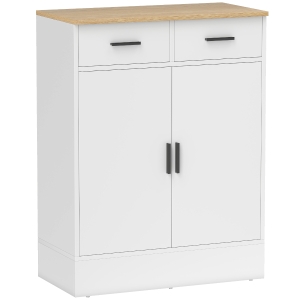 HOMCOM Aparador de Salón con 2 Puertas 2 Cajones y Estantes Ajustables para Cocina Entrada Dormitorio 68,6x35x90,3 cm Blanco