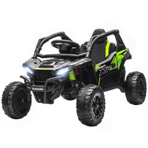 AIYAPLAY Voiture électrique enfant UTV KAWASAKI TERYX KRX 1000 12 V à 2 moteurs 25 W télécommande 2,4 Ghz 100 x 64 x 56 cm noir