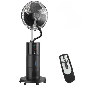 HOMCOM 4-in-1 Standventilator mit Wassernebel Luftreiniger Mückenschutz 9-Stunden-Timer 3 Modi Fernbedienung Schwarz