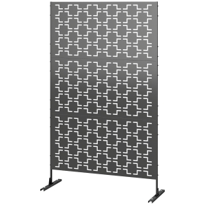Outsunny Panneau brise vue décoratif paravent extérieur à motif géométrique ajouré en métal - 122 x 45 x 198 cm, noir