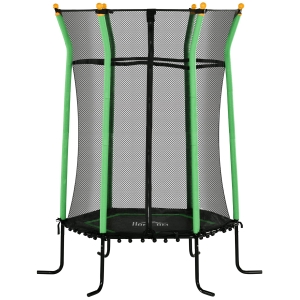 HOMCOM Trampolino Elastico per Bambini 3-10 Anni con Ingresso a Cerniera e Pali Imbottiti, Ø163.5x190 cm, Verde
