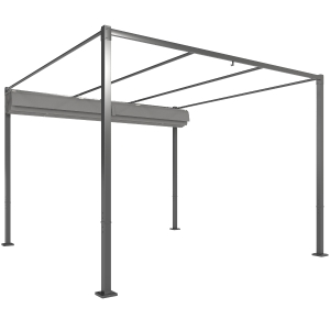 Outsunny Pergola Rétractable Coulissante 3 x 3 m tonnelle de Jardin à fixation magnétique Tissu Polyester Haute densité gris