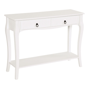 HOMCOM Mobiletto Tavolo Consolle da Ingresso Moderno con 2 Cassetti Casa Legno, per Soggiorno, Camera da Letto e Ingresso, 100x33x75cm, Bianco